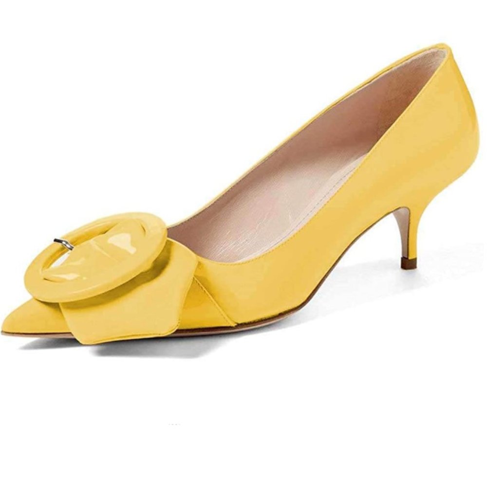 YDN Elegance Low Kitten Heel Pumps Pointy Toe Slip